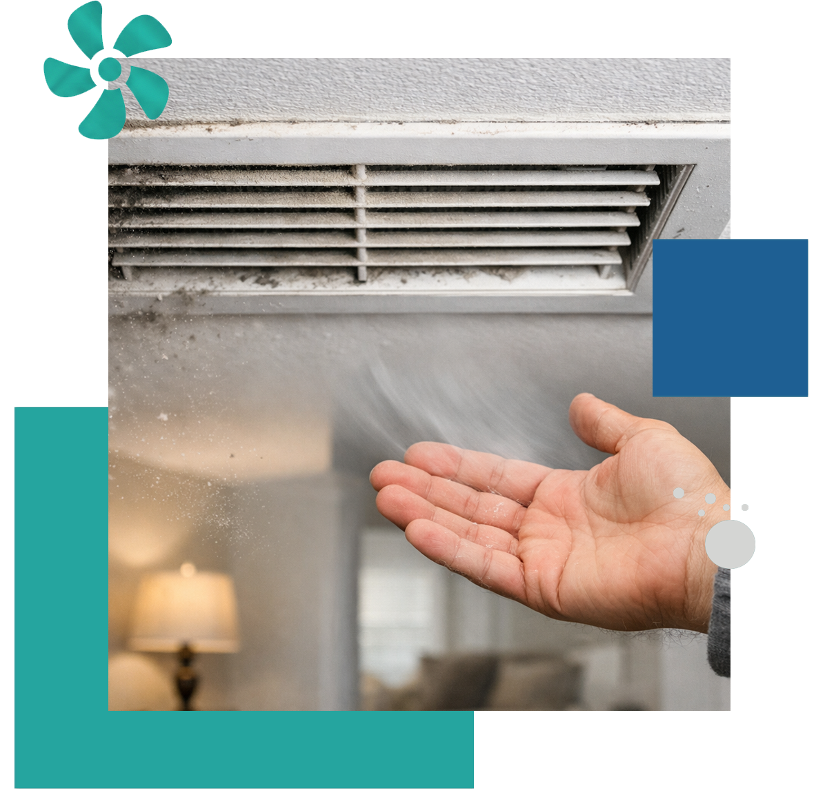 Dust buildup around residential air vent indicating need for cleaning