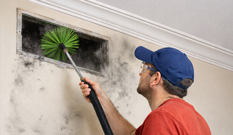 homeowner performing DIY furnace maintenance